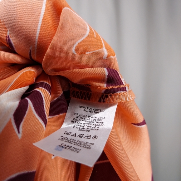 Ann Taylor Factory Maxi Dress M Sleeveless Bow Tie High Neck Peach Orange Purple - Picture 11 of 11